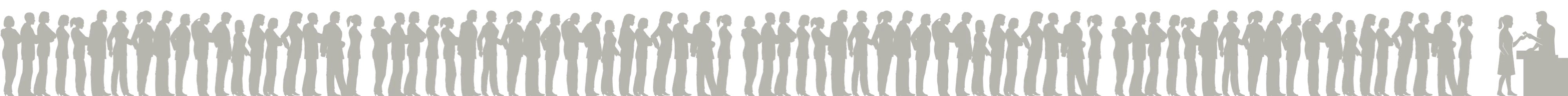 Decorative silhouette of customers waiting in queue