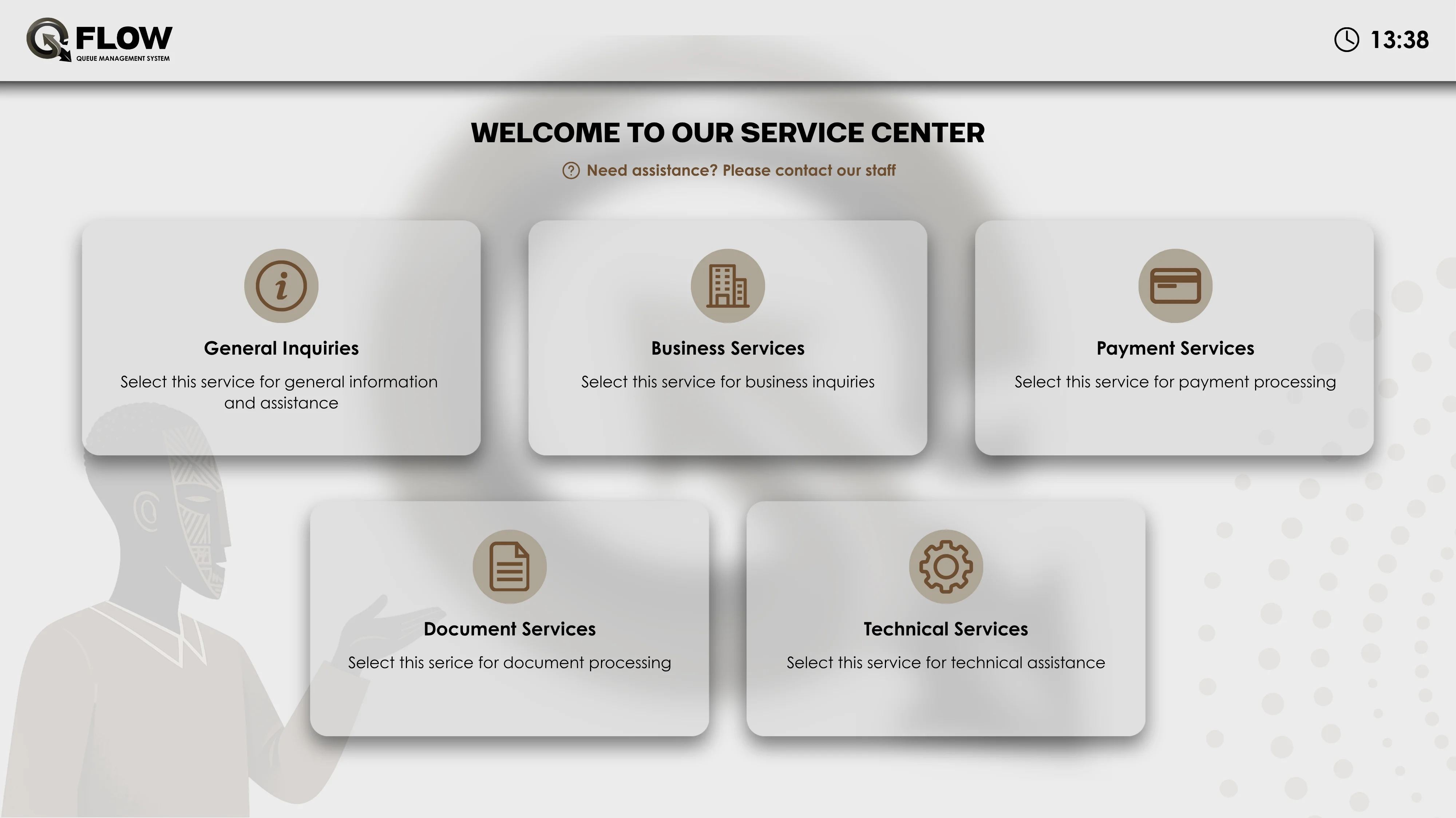 QFlow welcome kiosk interface