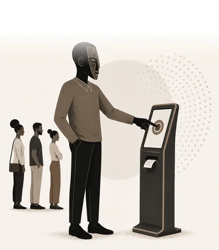 QFlow ticketing kiosk touch display